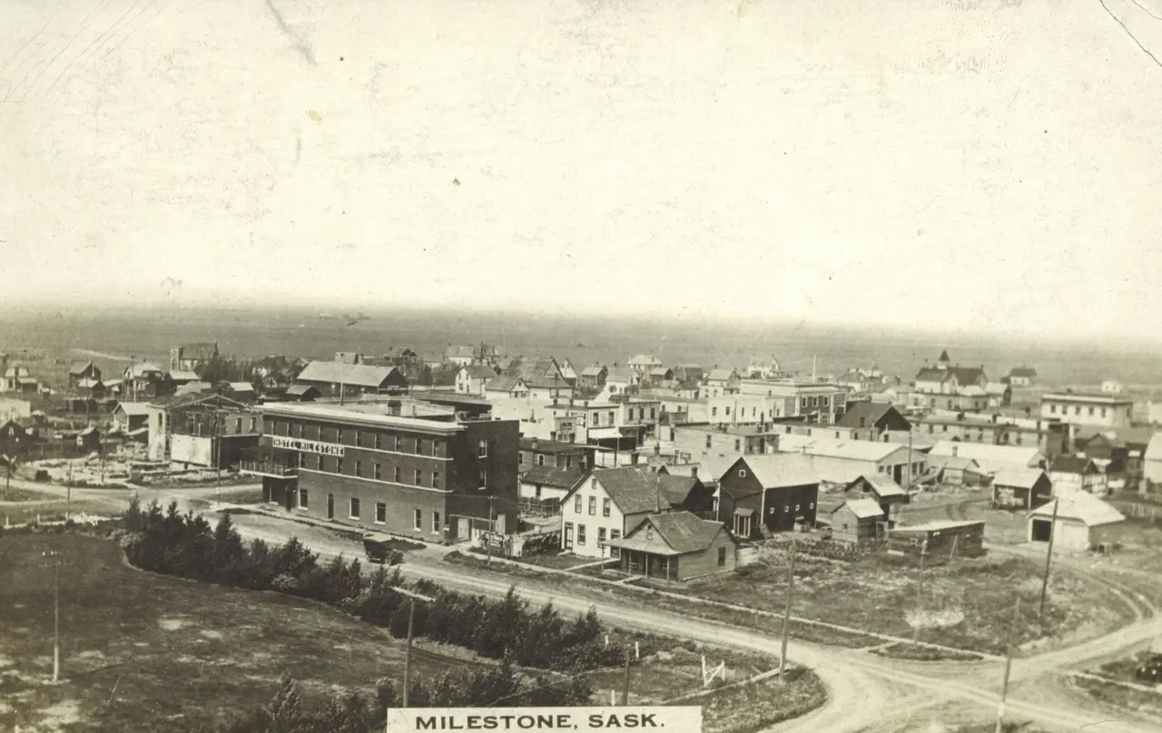Bird's eye view of Milestone, 1919